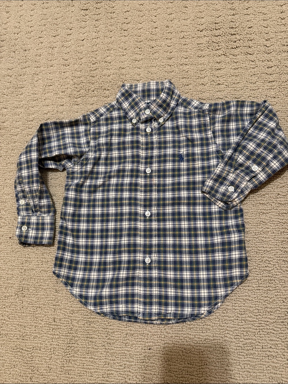 Polo by Ralph Lauren Blue & Green Plaid Button-Down 2T Shirt.